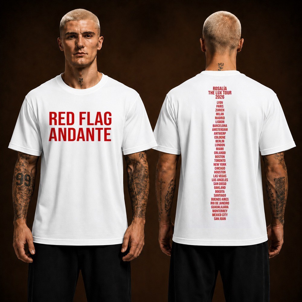 Rosalia The Lux Tour 2026 Red Flag Andante Concert Two Sided Unisex T-Shirt