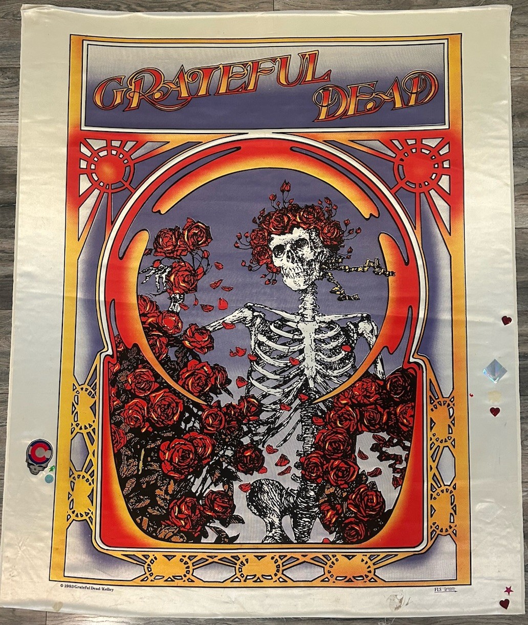 Vintage 80s The Grateful Dead Silk Wall Hanging Tapestry 53x44 Mouse Kelley