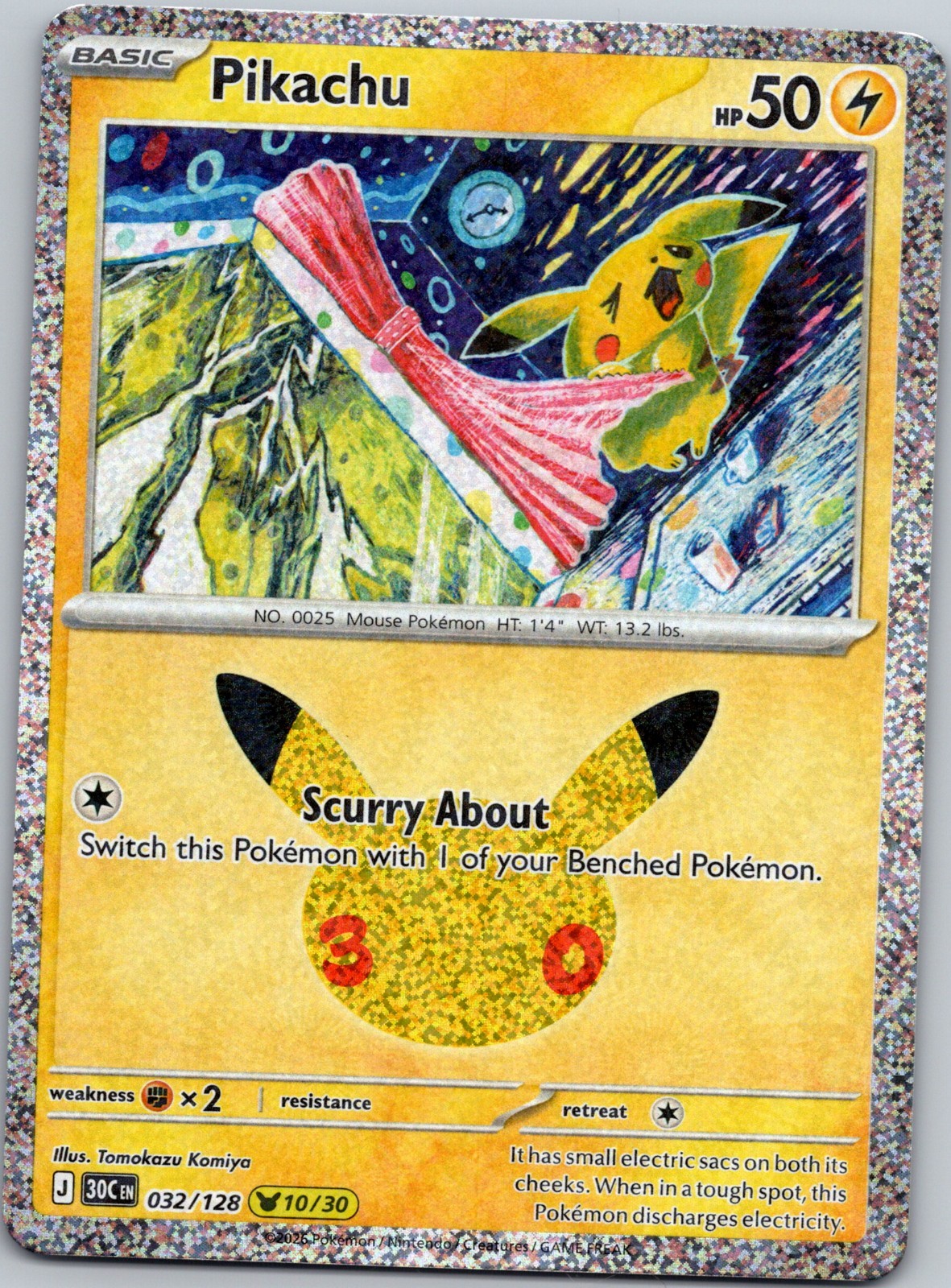 Pokemon TCG Pikachu 032/128 (10/30) 30th Celebration Pokemon TCG Pikachu 032/128 (10/30) 30th Celebration