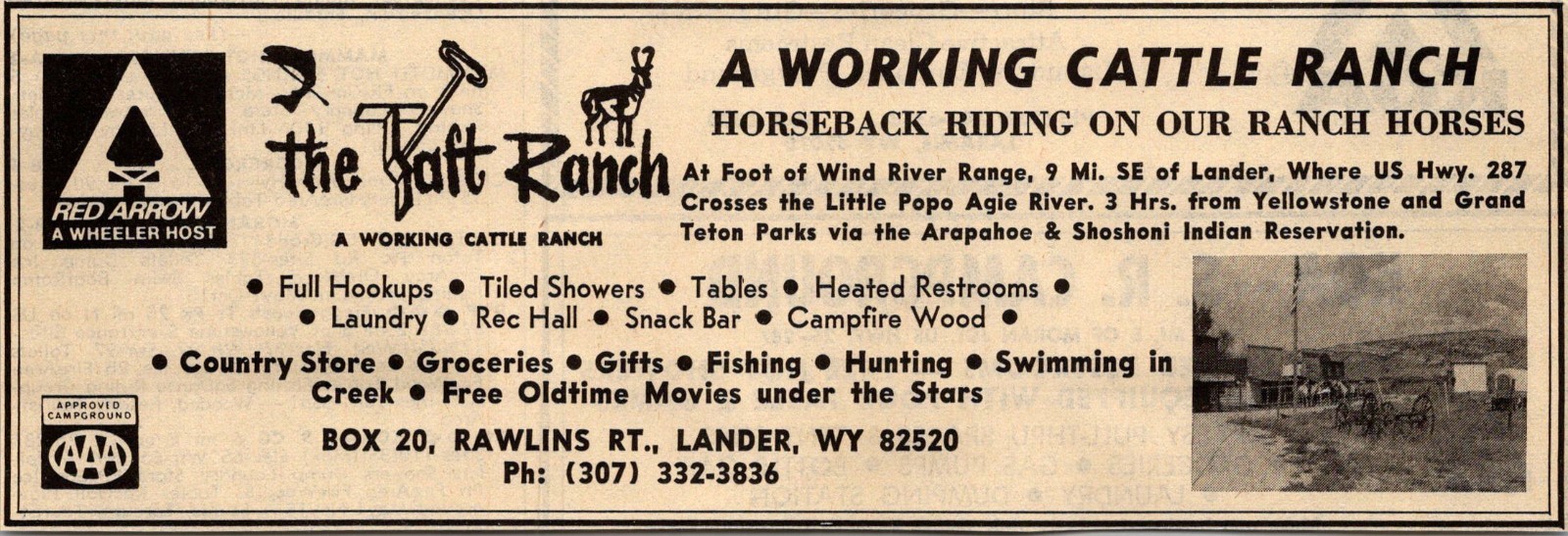 The Taft Ranch A Working Cattle Ranch Rawlins St Lander WY 1974 Ad TAK6-8 The Taft Ranch A Working Cattle Ranch Rawlins St Lander WY 1974 Ad TAK6-8