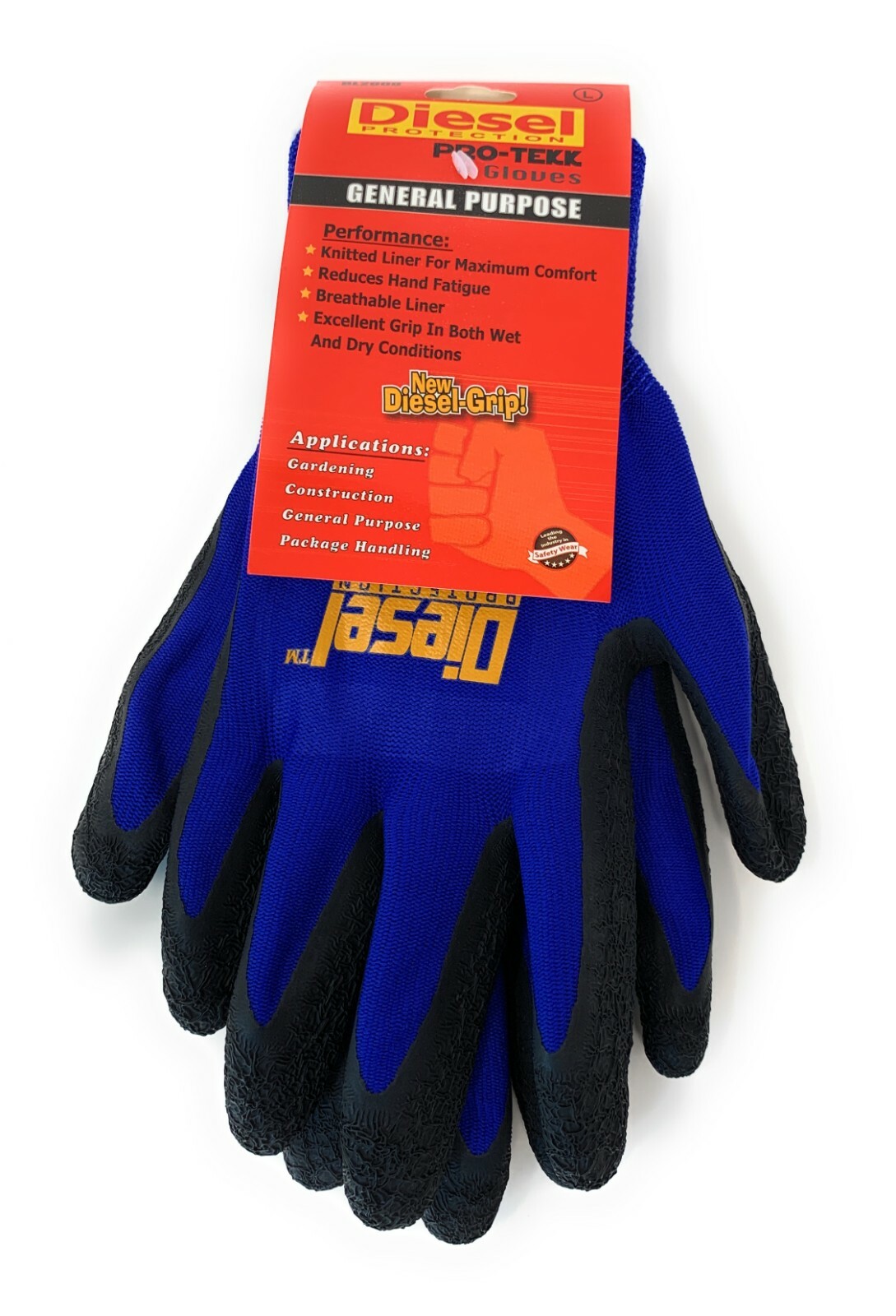 12 Pair Diesel Blue/Black Safety Gloves Latex Coated Grip Cut Resistant 12 Pair Diesel Blue/Black Safety Gloves Latex Coated Grip Cut Resistant