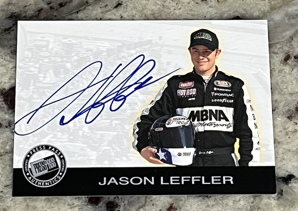 2001 Press Pass Authentics Jason Leffler Autograph Auto NASCAR USAC Left Turn