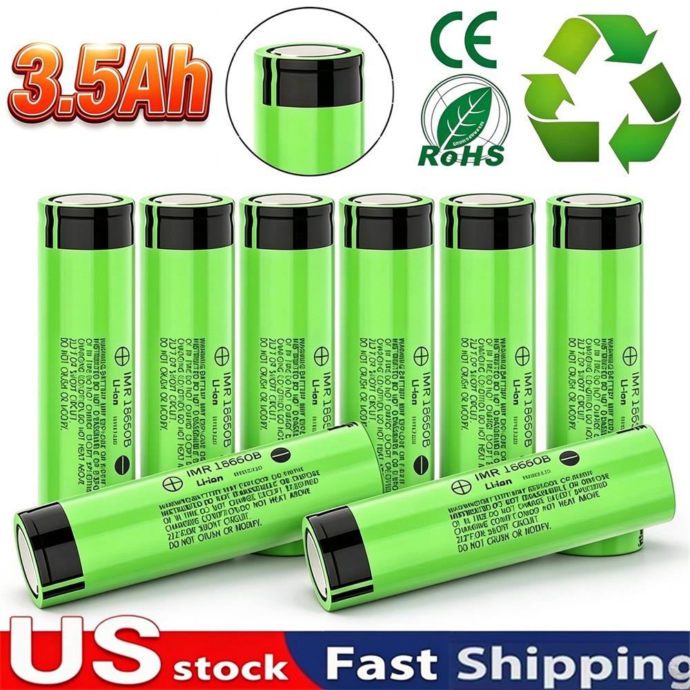 8 Pack Rechargeable Battery 3.7V 3500mah Capacity High Quality Flat Top Battery