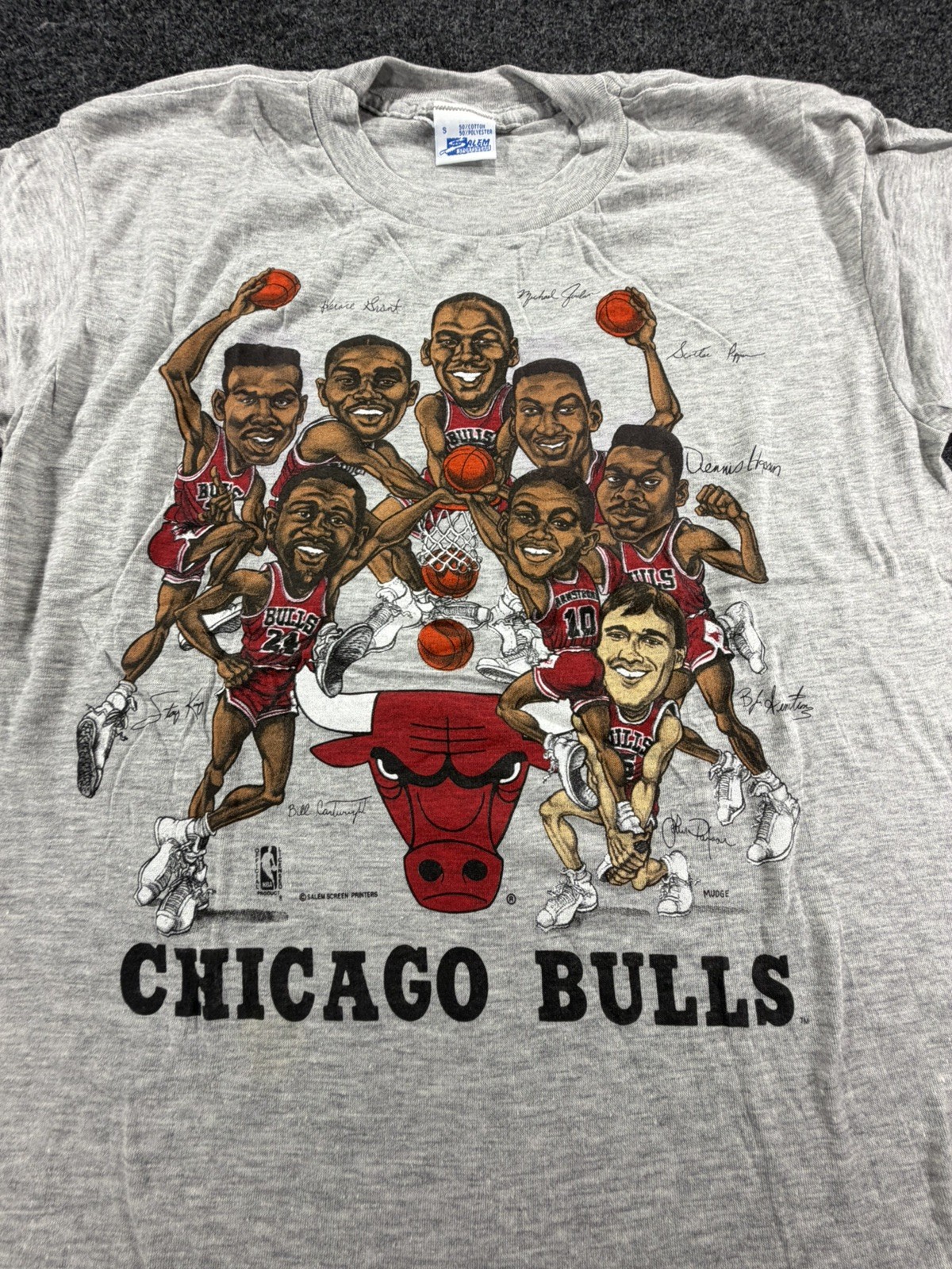 Vintage 1991 Chicago Bulls Illinois Lottery Slam Dunk T Shirt Mens Jordan Pippen