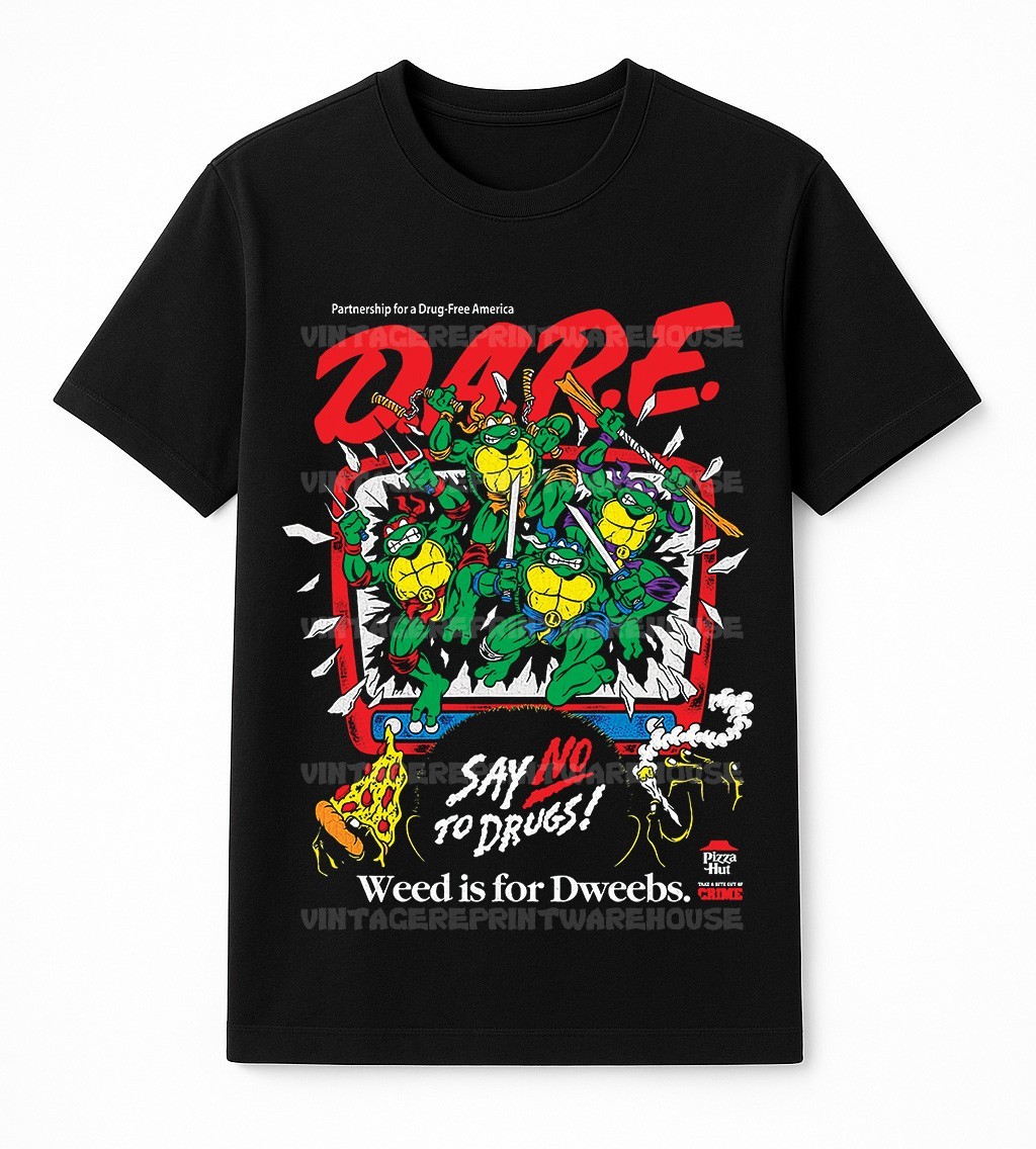 TMNT D.A.R.E. Just Say No Retro 90's Reprint Graphic T-Shirt