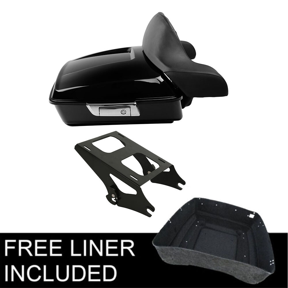 10.7'' Black Chopped Trunk Backrest Two Up Mount Fit For Harley Touring 2014-up