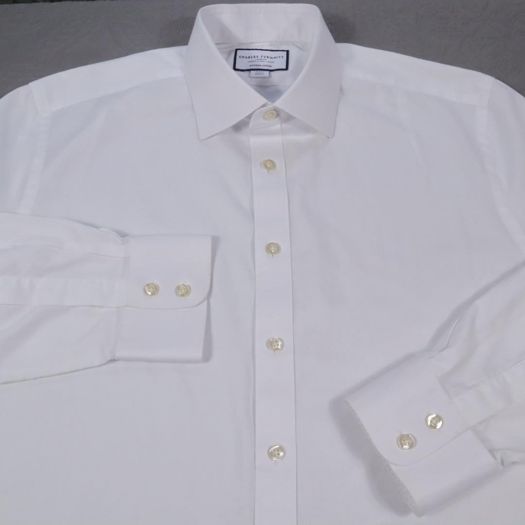 Charles Tyrwhitt Dress Shirt Mens 17 34/35 XL White Slim Fit Egyptian Cotton