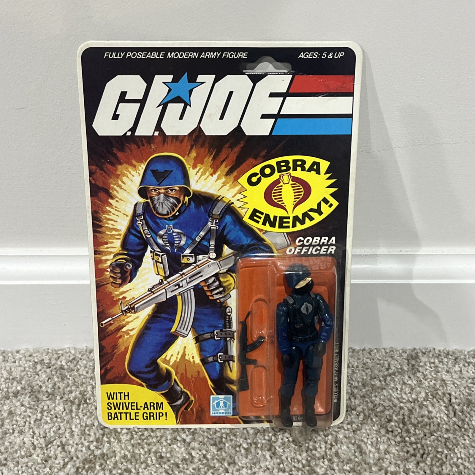 Vintage Hasbro G.I. Joe ARAH Cobra Officer V1 Swivel Arm 1983 11-Back MOC Rare