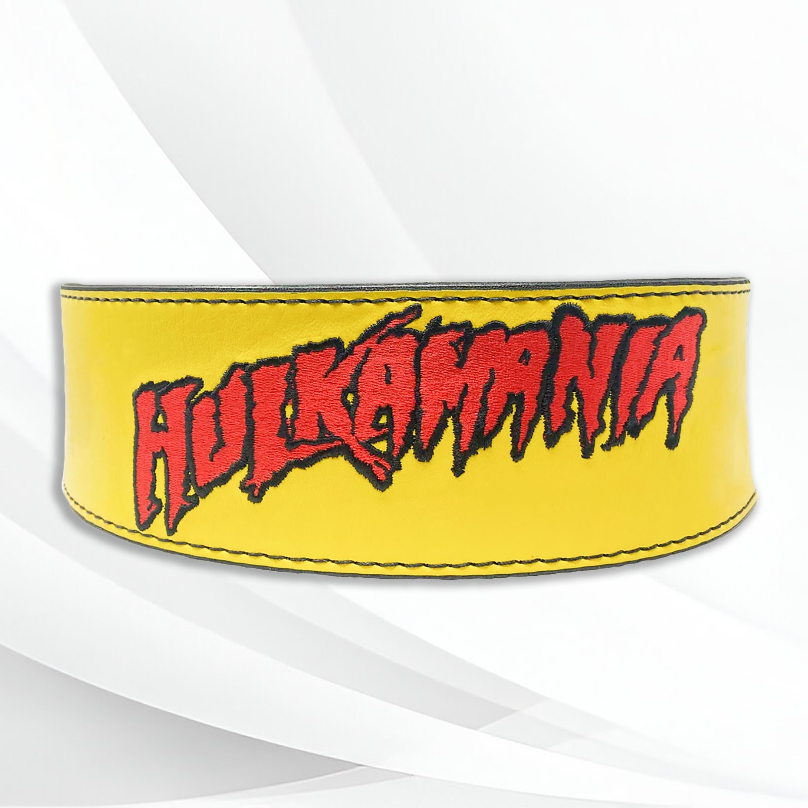 Hulkamania Weight Lifting Belt Yellow Leather Gym Belt Hulk Hogan All Sizes