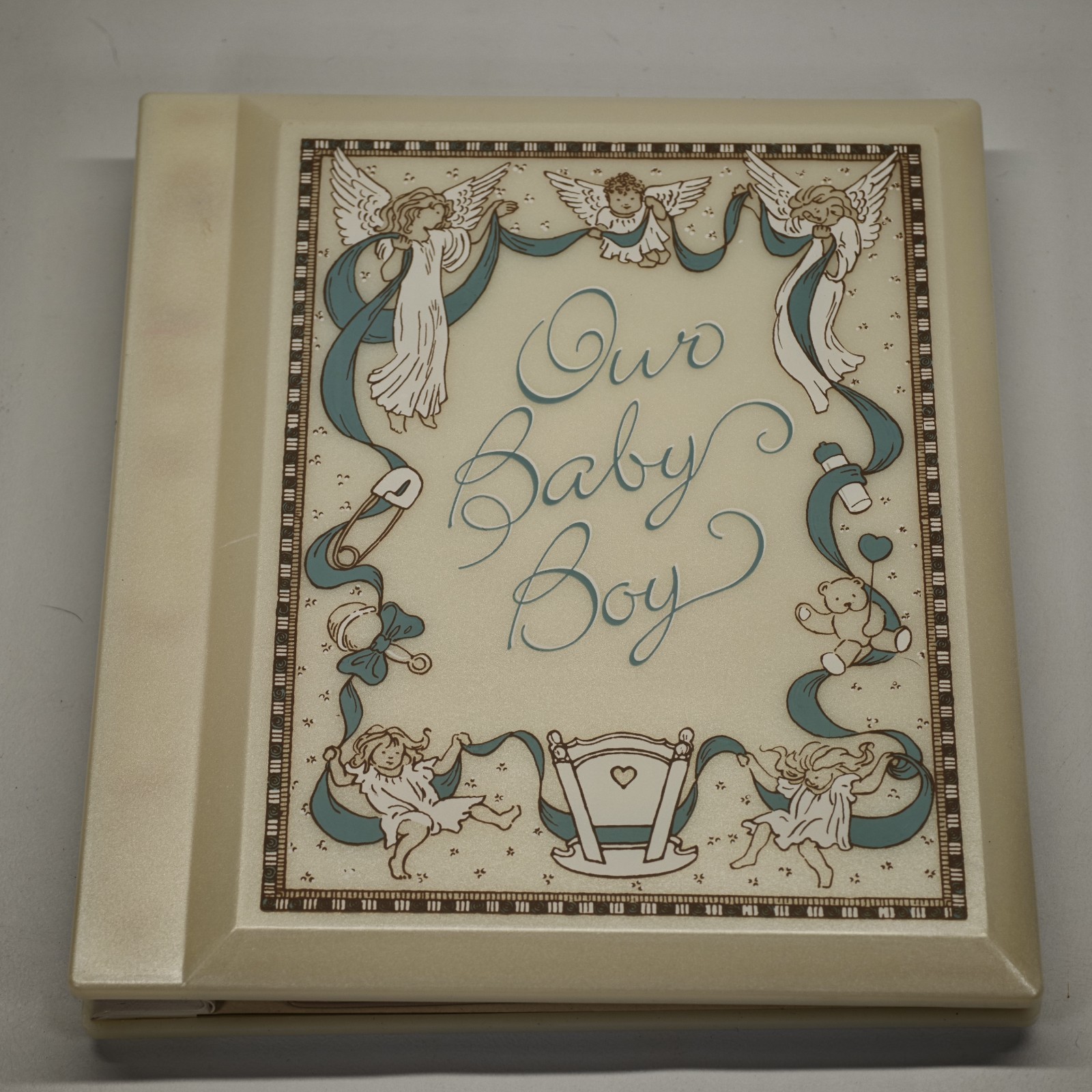 Vintage Our Baby Boy Photo Album Angels Cherubs Fold Out Pages Made Taiwan Retro