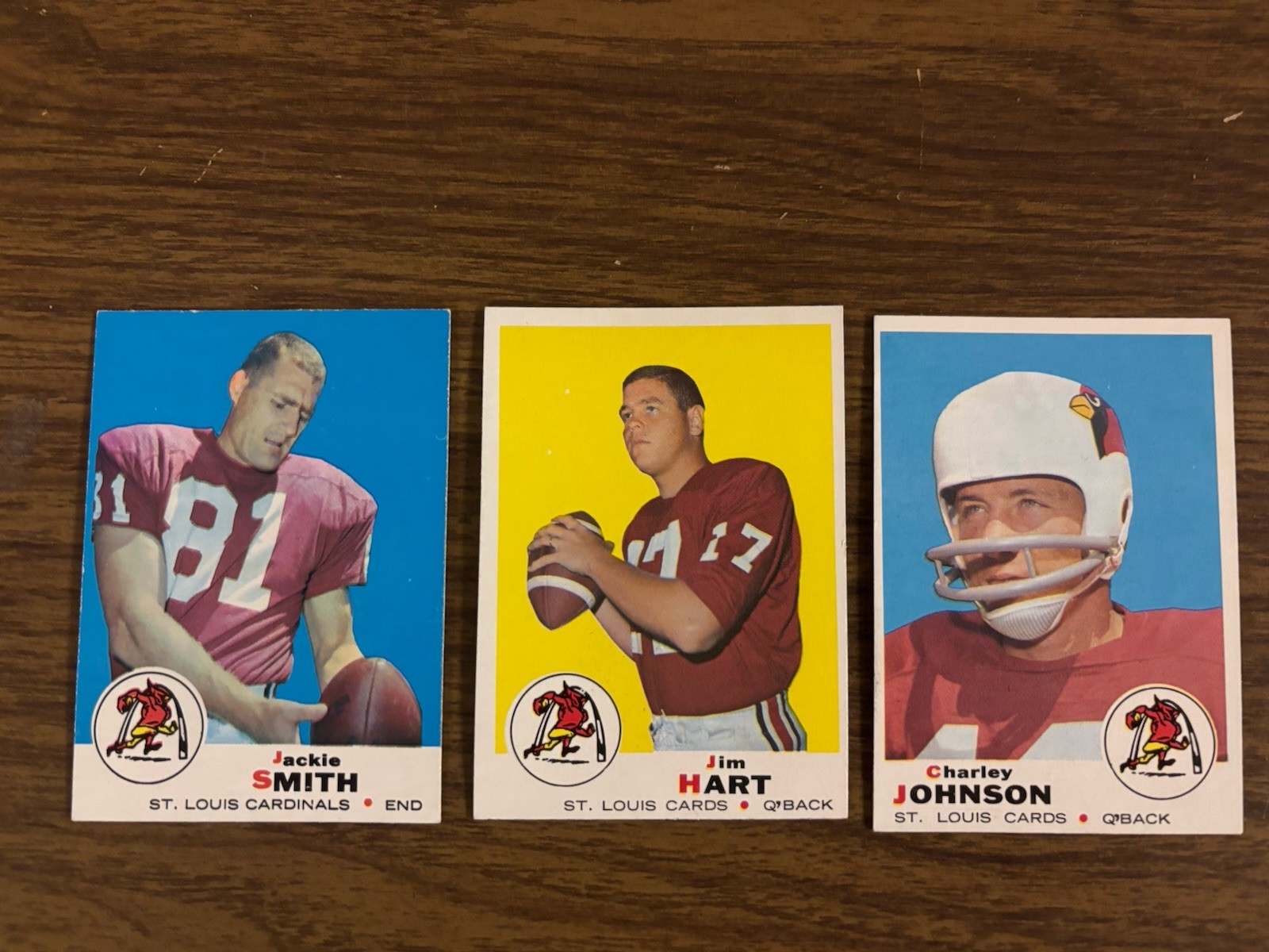 1969 Topps NFL (3) St Louis Cardinals Jim Hart, Charley Johnson,Jackie Smith Ex+ 1969 Topps NFL (3) St Louis Cardinals Jim Hart, Charley Johnson,Jackie Smith Ex+