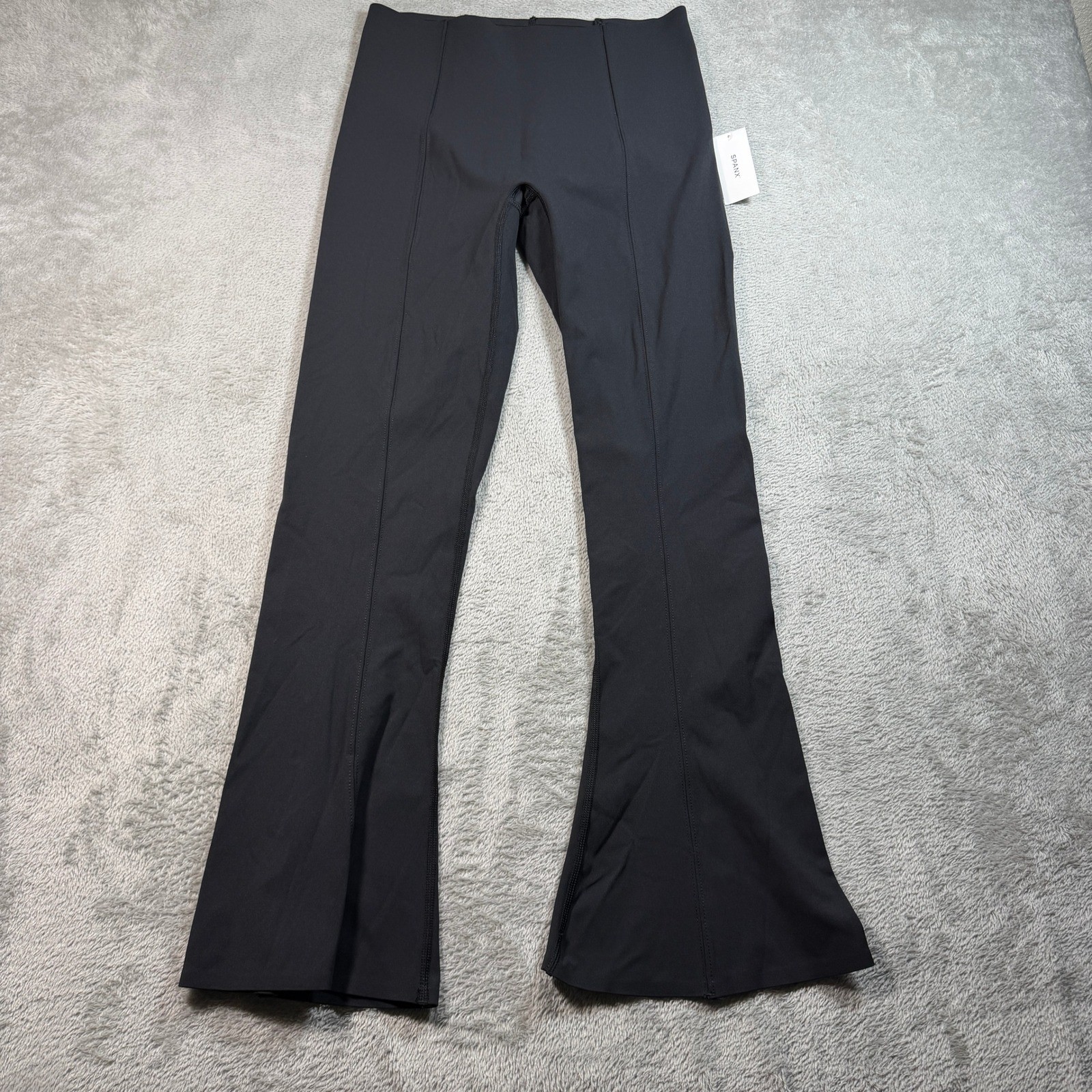 Spanx BB Smooth Front Micro Flare Pants Womens Large Black High Rise Seamed NWT