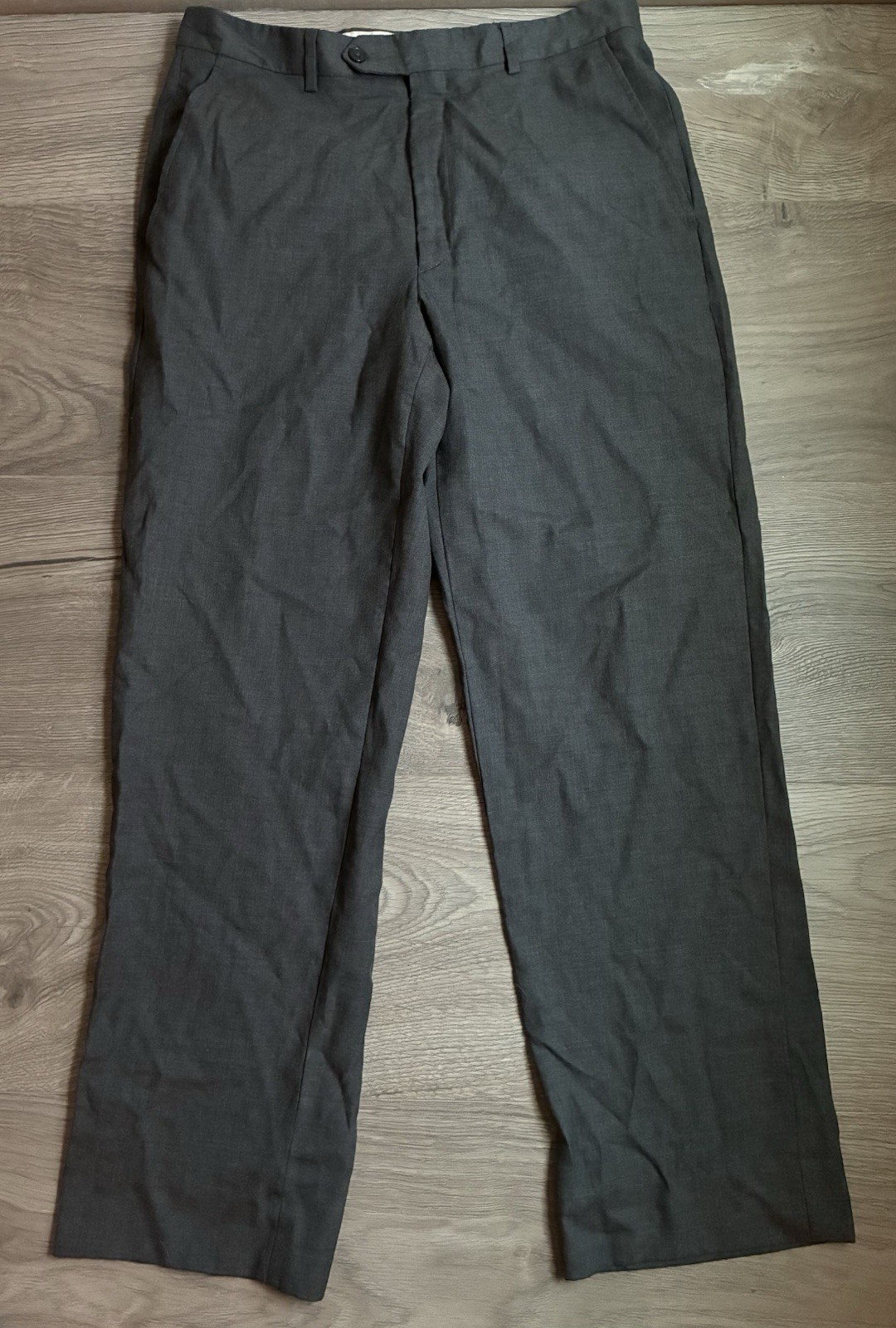 Santorelli Romeo Luxury Serge Mens Dress Pants 33x30 Gray 100% Virgin Wool Italy