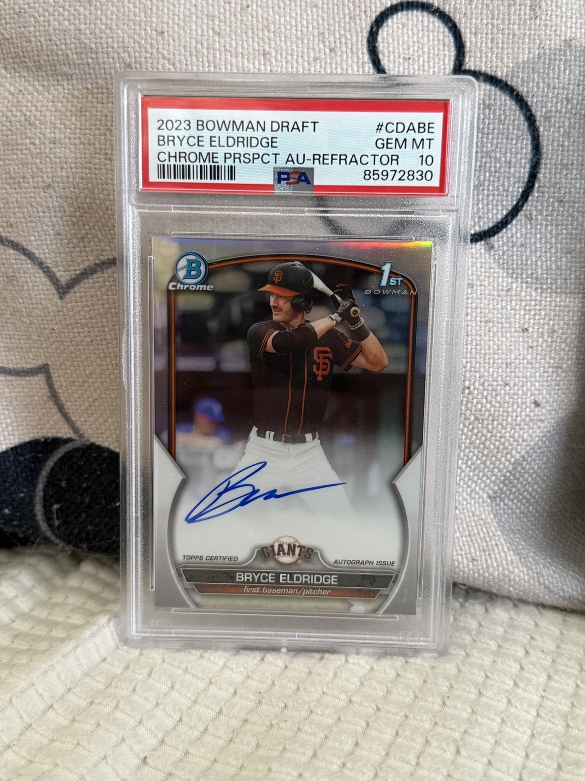2023 Bowman Draft Bryce Eldridge 1st Auto Refractor /499 PSA 10 Giants 2023 Bowman Draft Bryce Eldridge 1st Auto Refractor /499 PSA 10 Giants