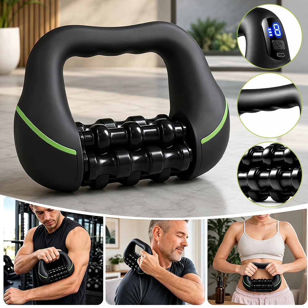 2‑in‑1 Electric Deep Rolling Massager 8-Speed Spin Vibrating Roller Massage