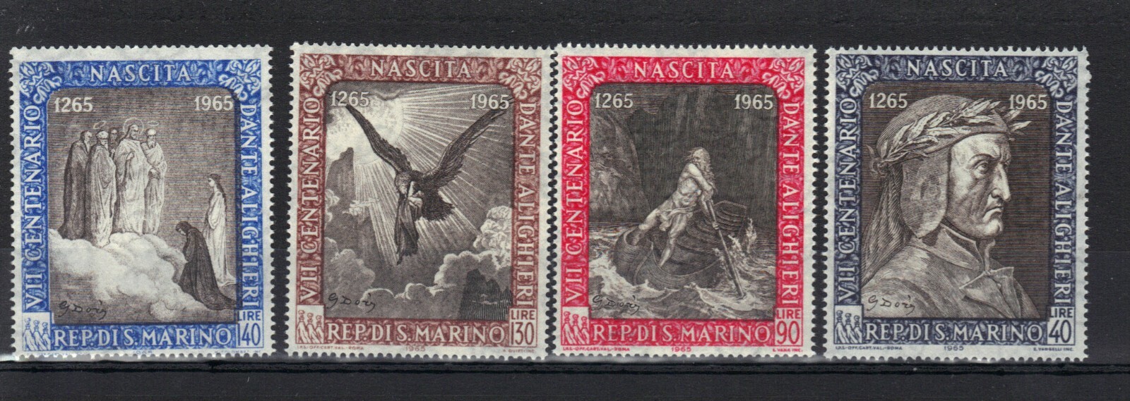 San Marino 1965 Dante by Gustave Dore MNH SC # 622-625 San Marino 1965 Dante by Gustave Dore MNH SC # 622-625