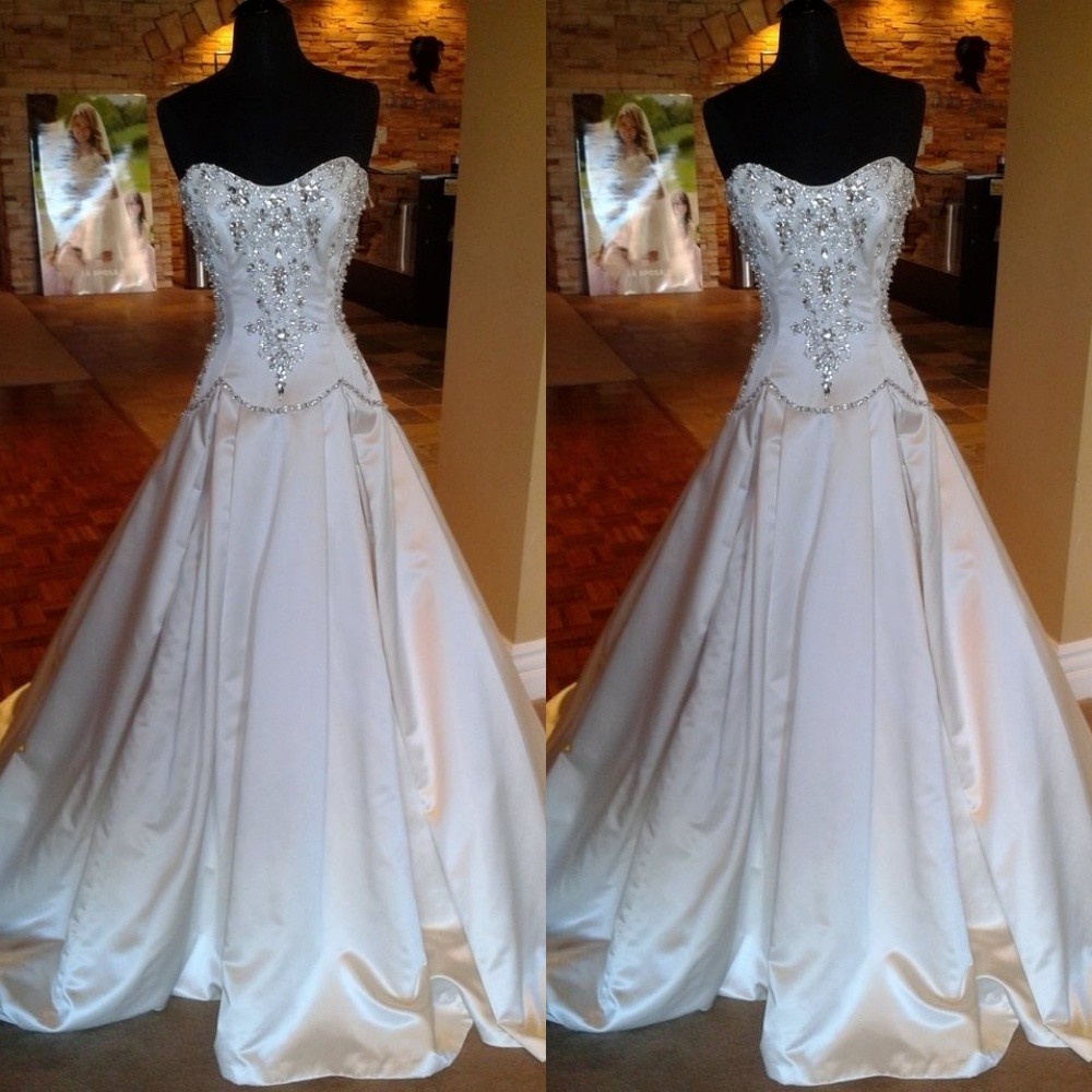 Exquisite Wedding Dresses Strapless Beading Rhinestone Bridal Gowns Sweep Train Exquisite Wedding Dresses Strapless Beading Rhinestone Bridal Gowns Sweep Train