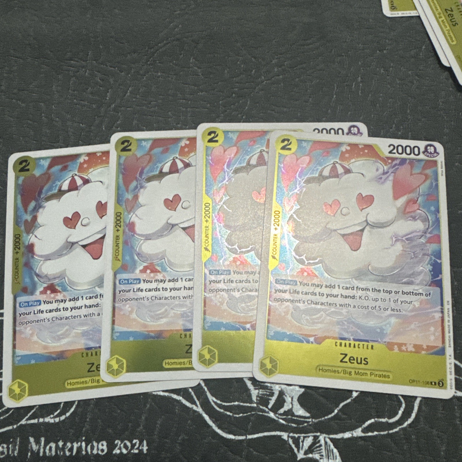 4x One Piece Zeus R Rare OP11-106 A Fist of Divine Speed English - US Seller NM