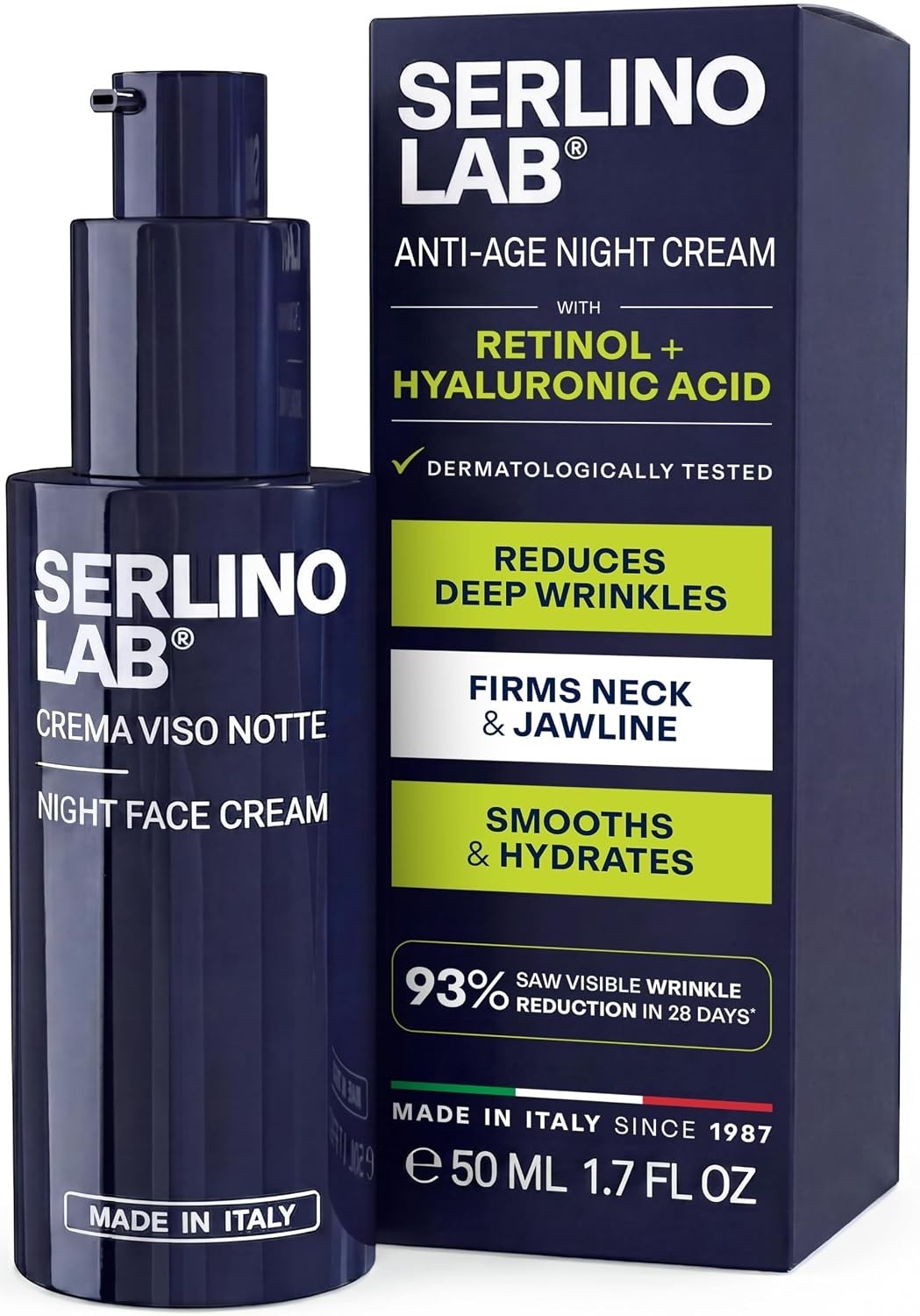 Serlino Lab Face Cream – Moisturizer with Retinol and Hyaluronic Acid, Refreshin