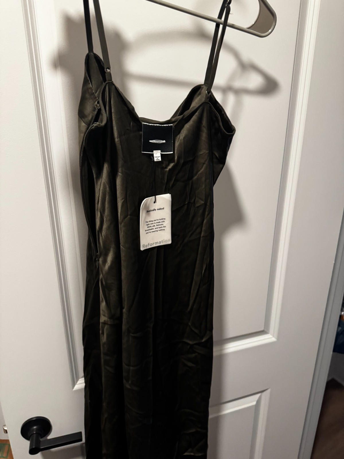 Reformation Brie Silk Dress Pine Tree Sz 10 NWT Maxi Slip $298