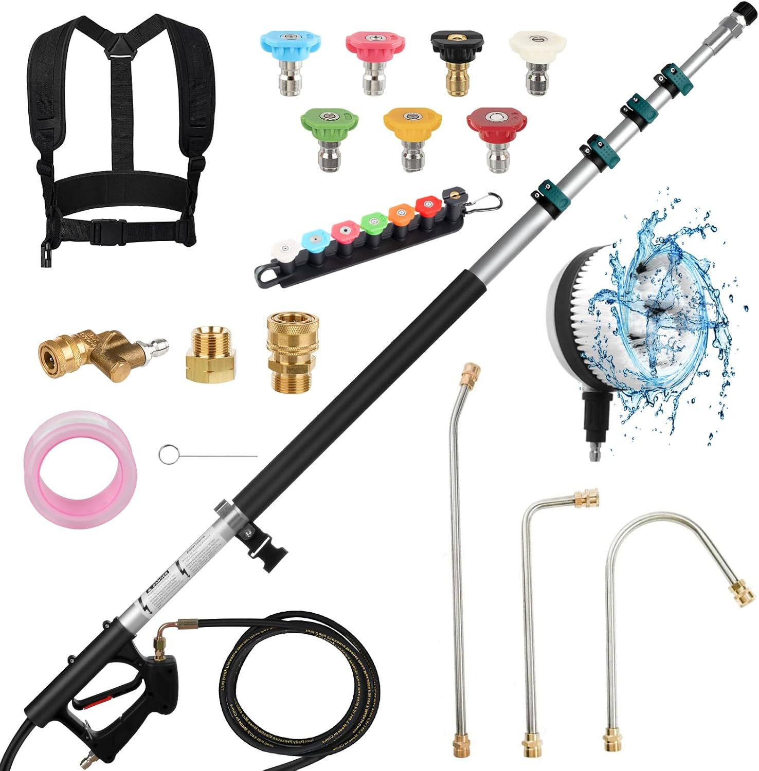 24FT Telescoping Pressure Washer Extension Wand, 4000PSI High Reach Power Washer