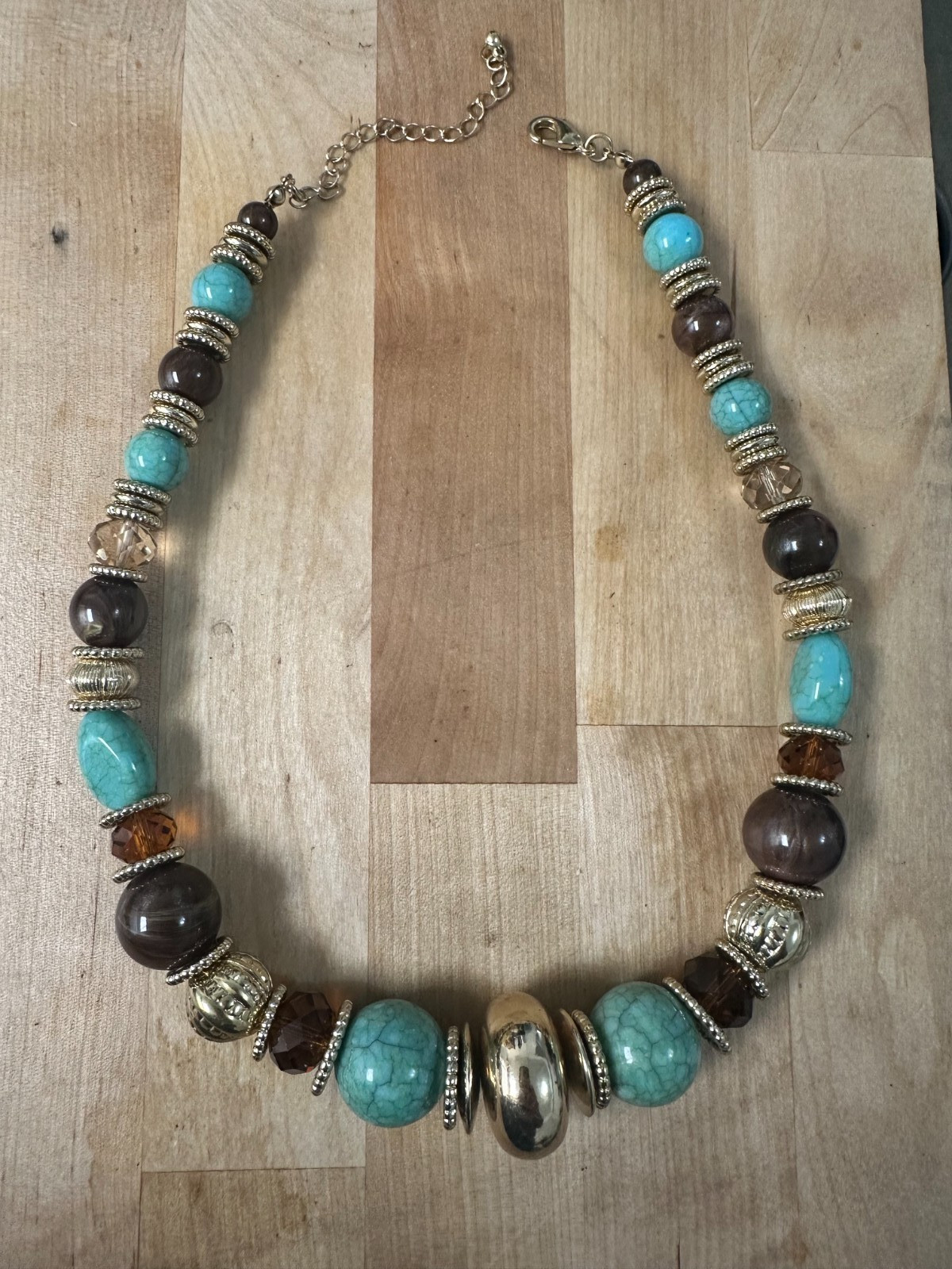 Vintage Bead Necklace w/ Terqouise/Brown & Amber Beads Vintage Bead Necklace w/ Terqouise/Brown & Amber Beads