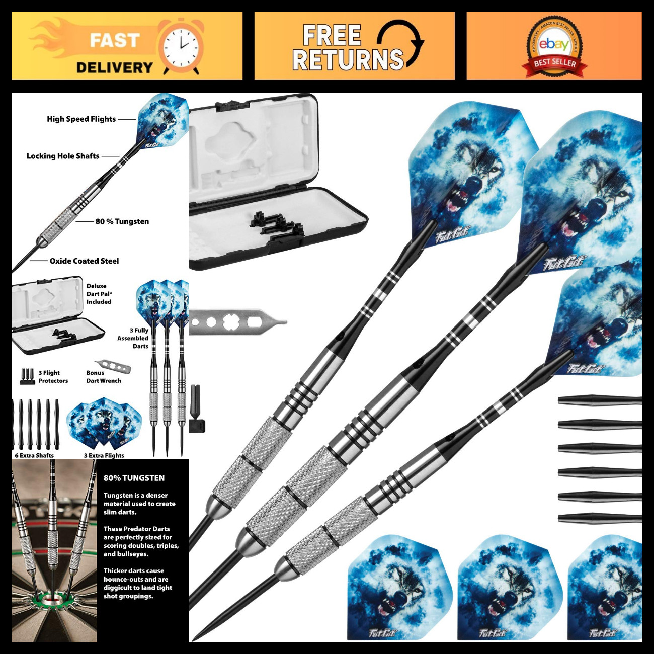 Steel-Tip Darts Set - Premium Quality, Durable, Perfect for Home or Bar Use Steel-Tip Darts Set - Premium Quality, Durable, Perfect for Home or Bar Use