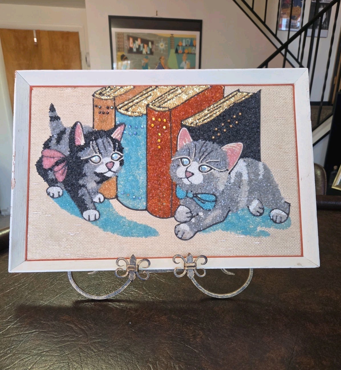 Vintage Mid-Century Gravel Art CAT Vintage 18.5\