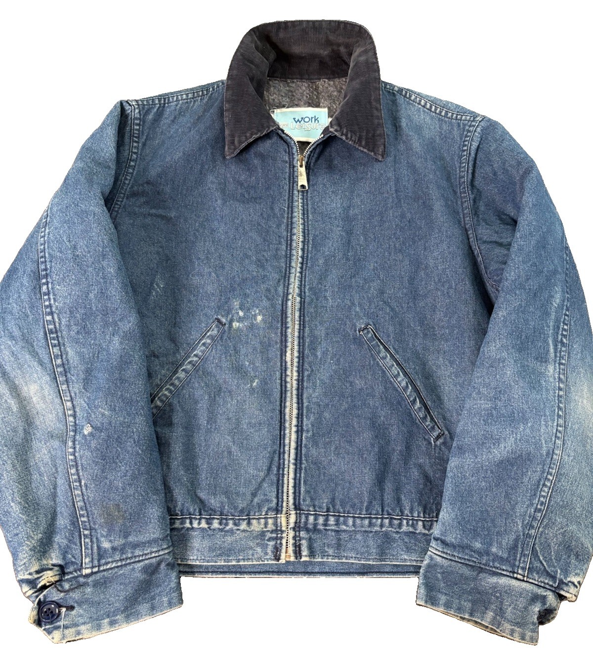 Vintage 70’s Sears Dark Wash Denim Work Leisure Blanket Lined Jacket Men Sz L