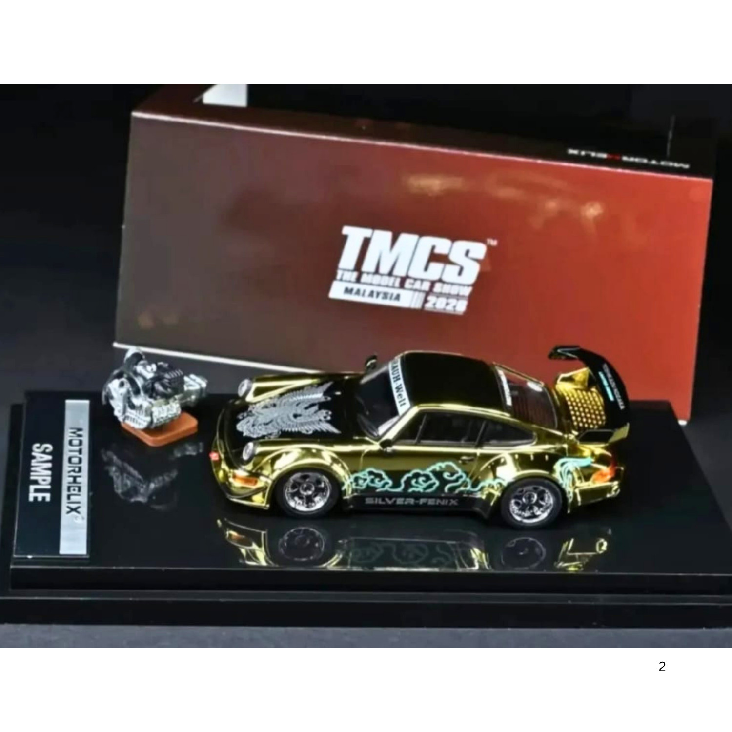 MotorHelix x MY64 PORSCHE RWB 964 Silver Fenix Gold Chrome TMCS 2026 EXCLUSIVE
