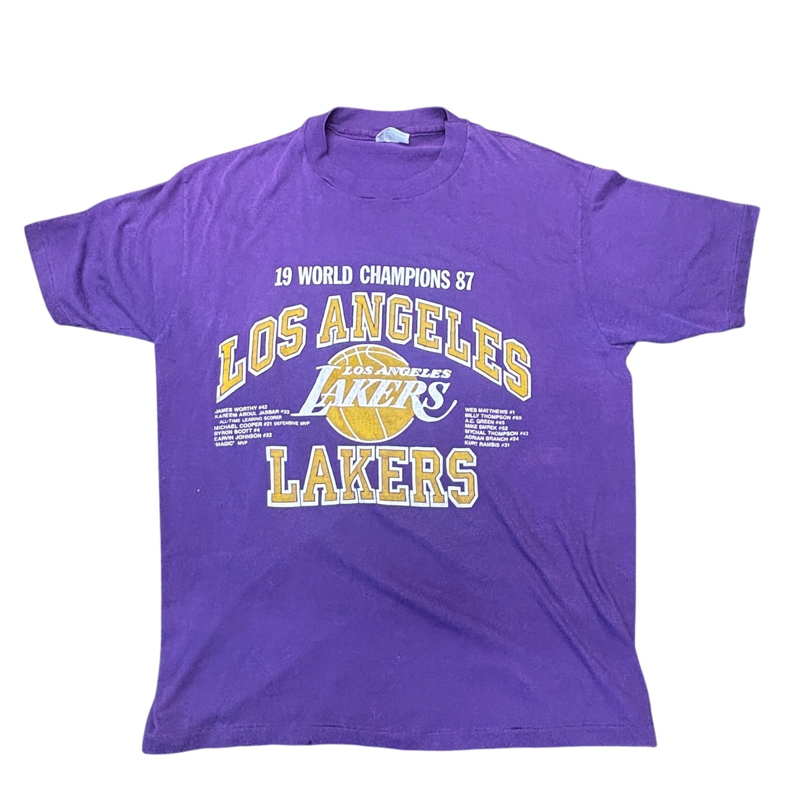 Vintage Los Angeles Lakers T-Shirt XL Purple World Champions 87
