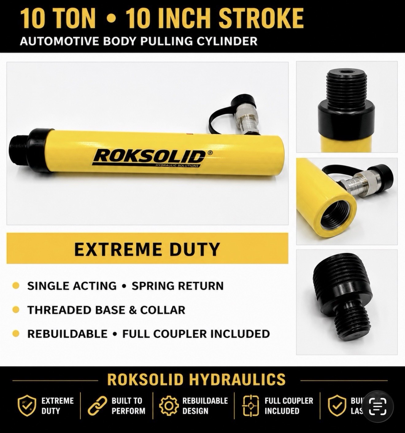 RA-1010 Same Specs As Enerpac, SPX C1010CBT OTC 4105A 10 Ton 10” Stroke Threaded