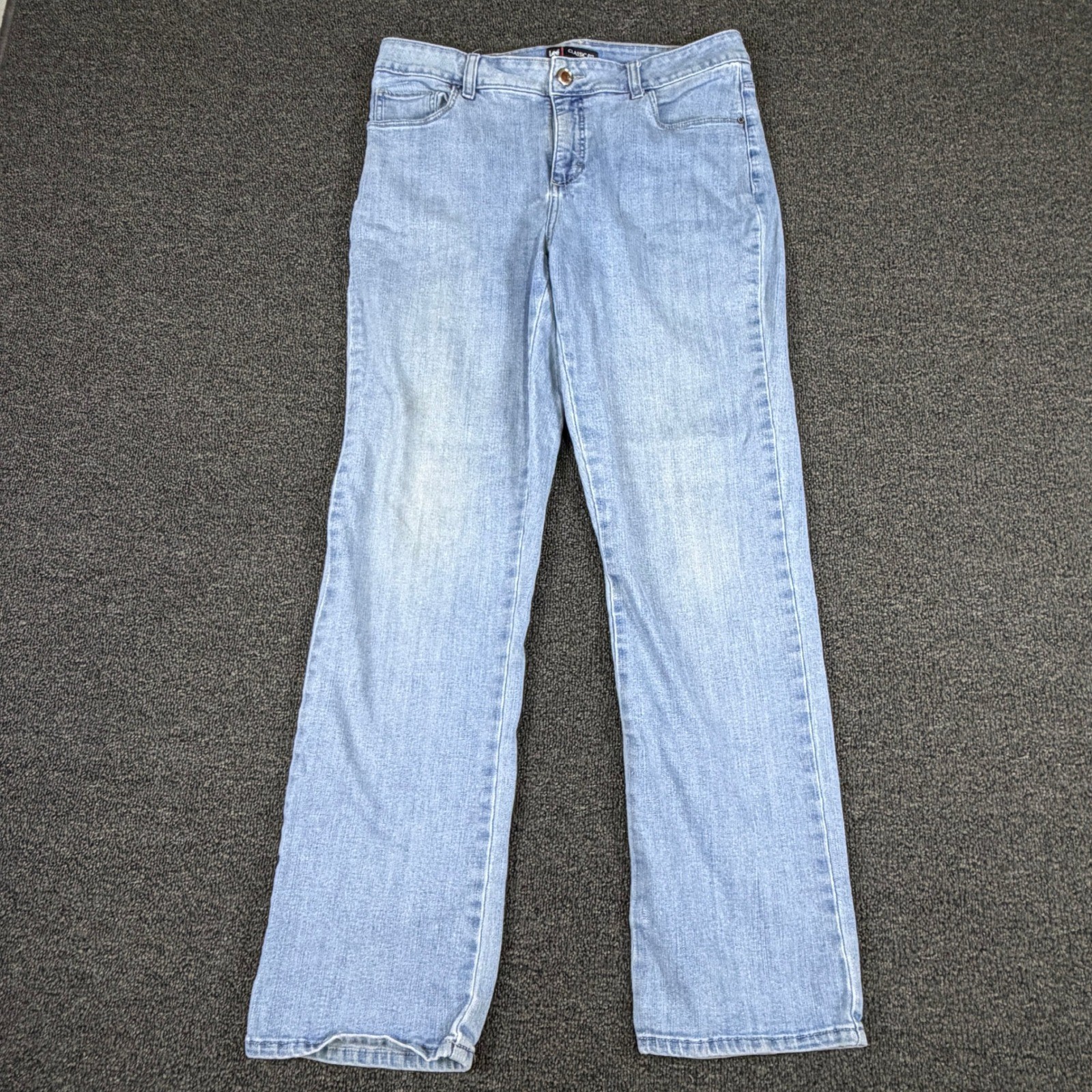 Lee Classic Fit Light Wash Straight Leg Mid Rise Denim Jeans Blue Womens