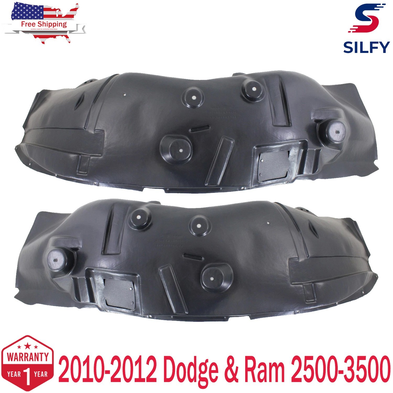Front Inner Fender Liner Set Fits 2010-2012 Dodge Ram 2500 Ram 3500