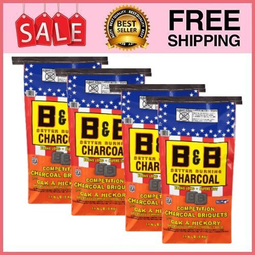 4 Bag B&B Charcoal Competition Oak Charcoal Briquets 17.6lb Bag