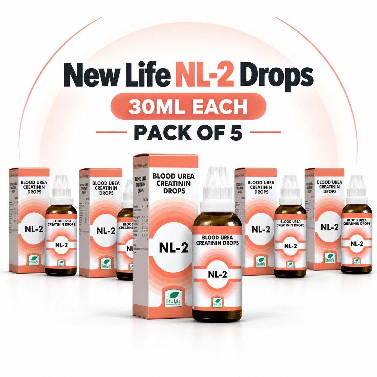 New Life NL-2 Drops 30ml Pack of 5 Blood Urea Creatinine Kidney Support | FS |
