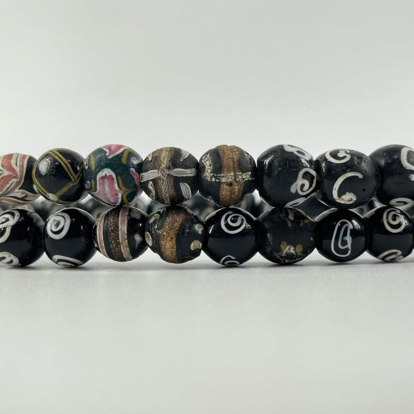 Fancy Floral Zen and Mixed Venetian Trade Beads 36inch