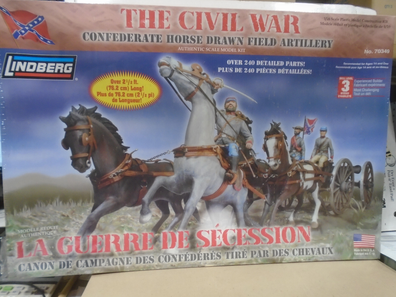 LINDBERG 70349 Civil War Confederate Horse Drawn Field Artillery NEW in damaged