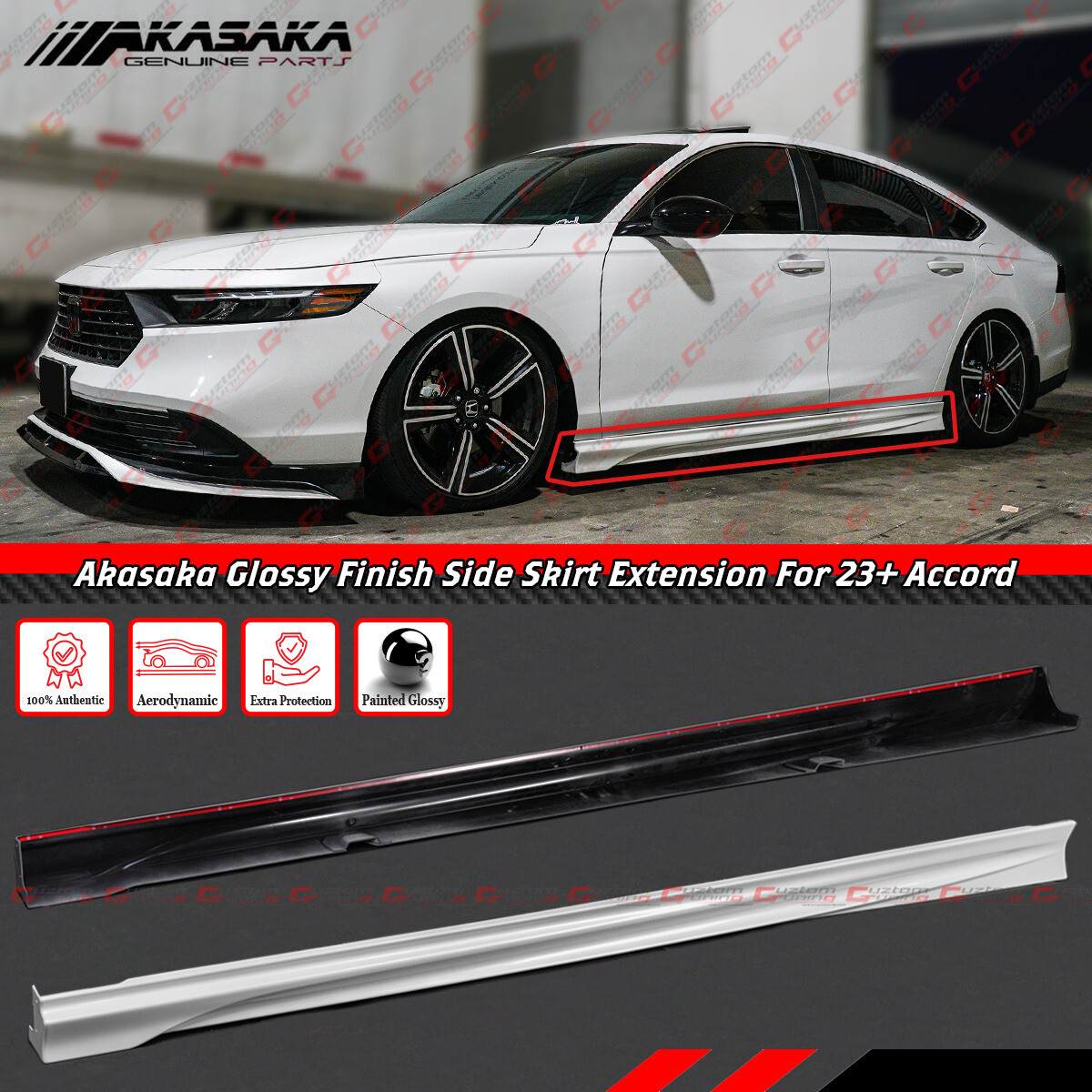 For 23-26 Honda Accord Akasaka Platinum White Pearl Add On Side Skirt Extensions