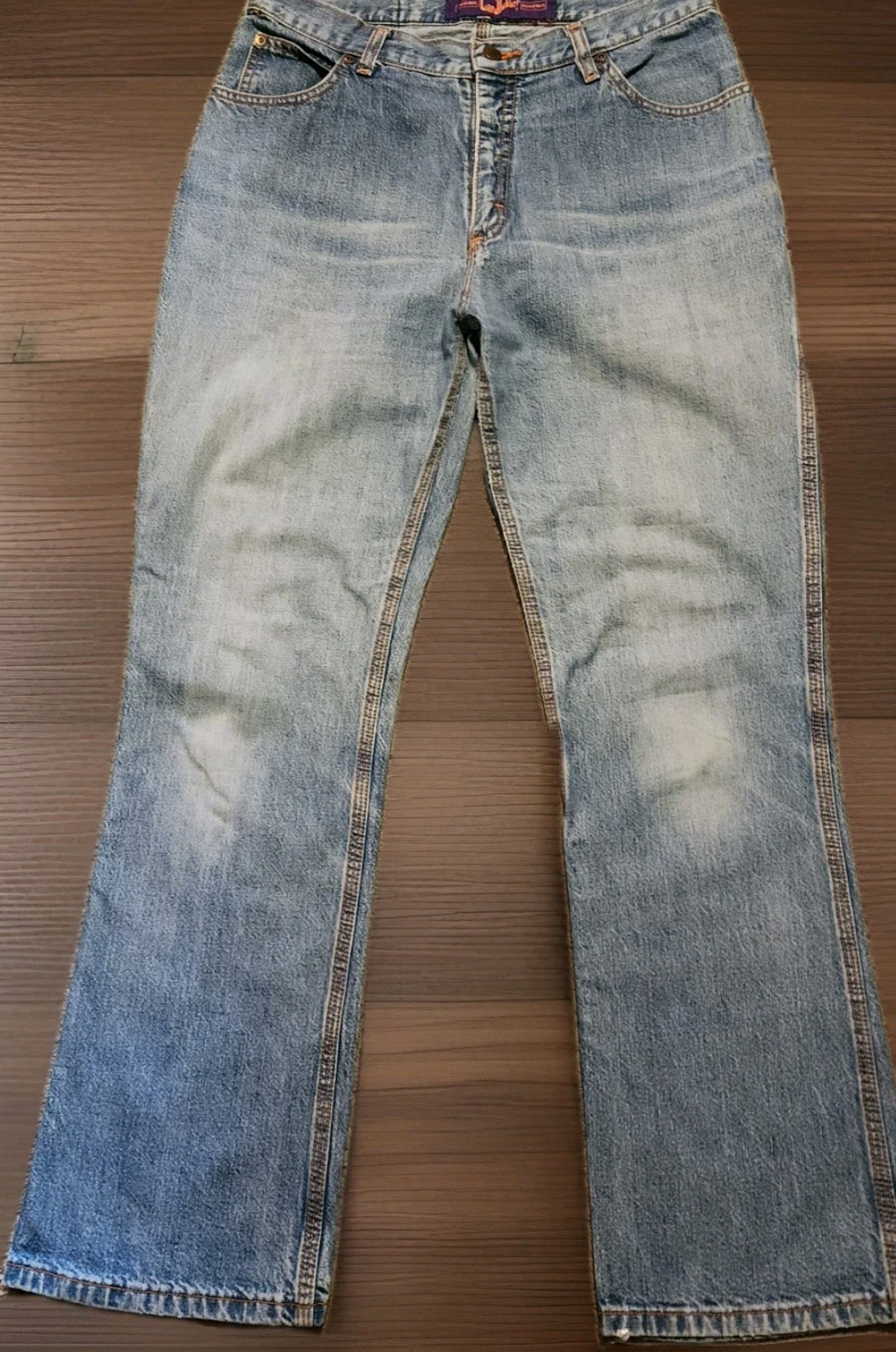 VTG Landlubber Classic Zipper Fly Jeans Straight Wide Light Denim USA 30W 30L