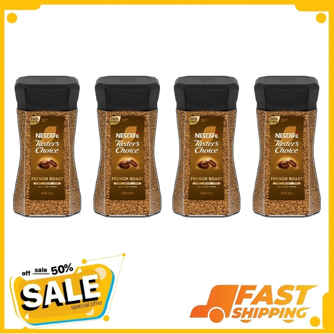 (4 pack) NESCAFÉ Taster's Choice French Roast, Dark Roast Coffee, Instant Coffee