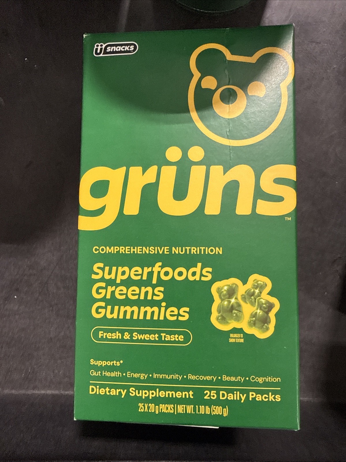 Gruns Adult Organic Superfood Greens Multivitamin Gummies 25 Count EXP 04/2027 Gruns Adult Organic Superfood Greens Multivitamin Gummies 25 Count EXP 04/2027