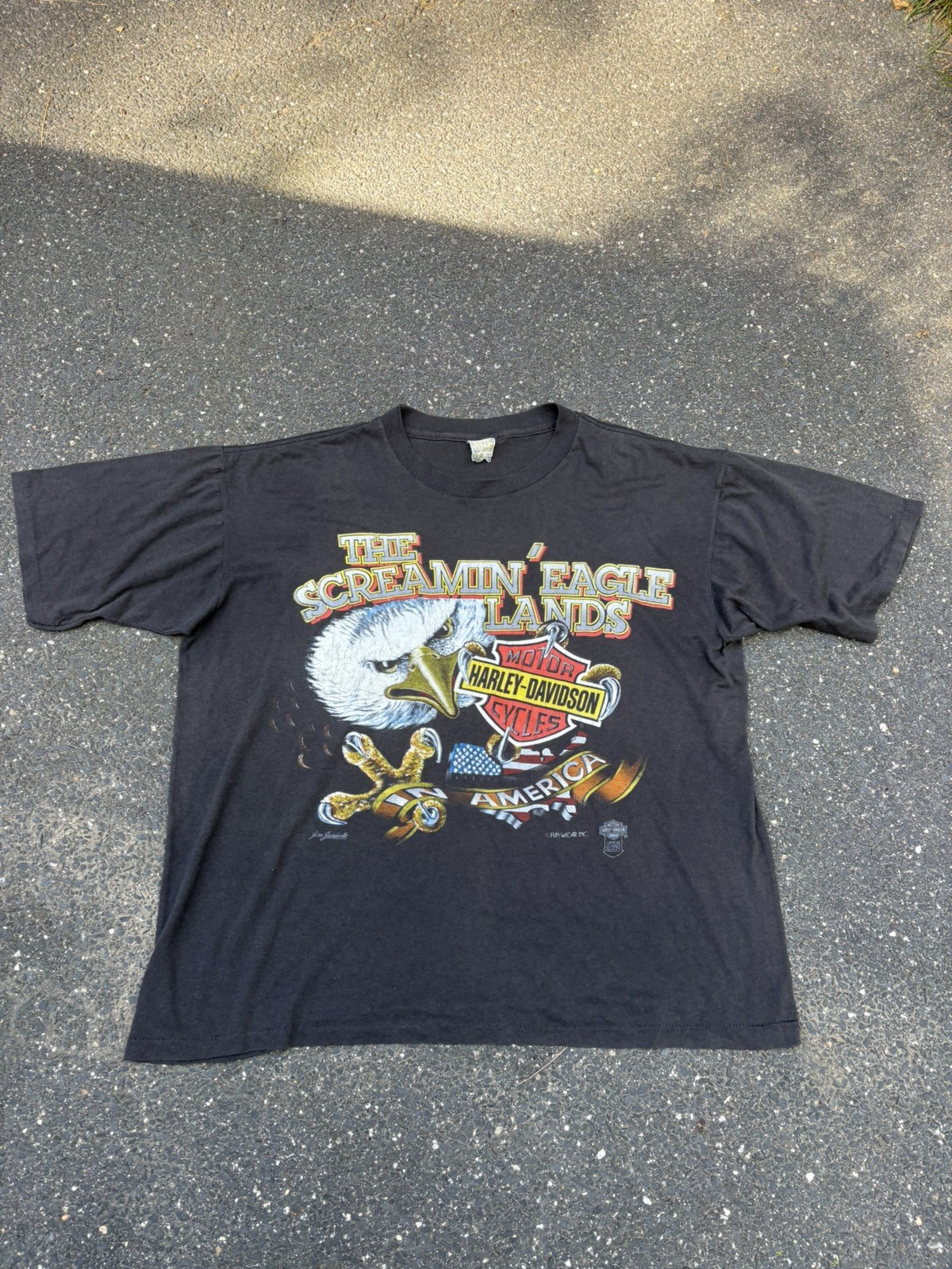 Vtg Harley Davidson T-shirt large 3d Emblem screaming Eagle 1989 stitch made USA Vtg Harley Davidson T-shirt large 3d Emblem screaming Eagle 1989 stitch made USA