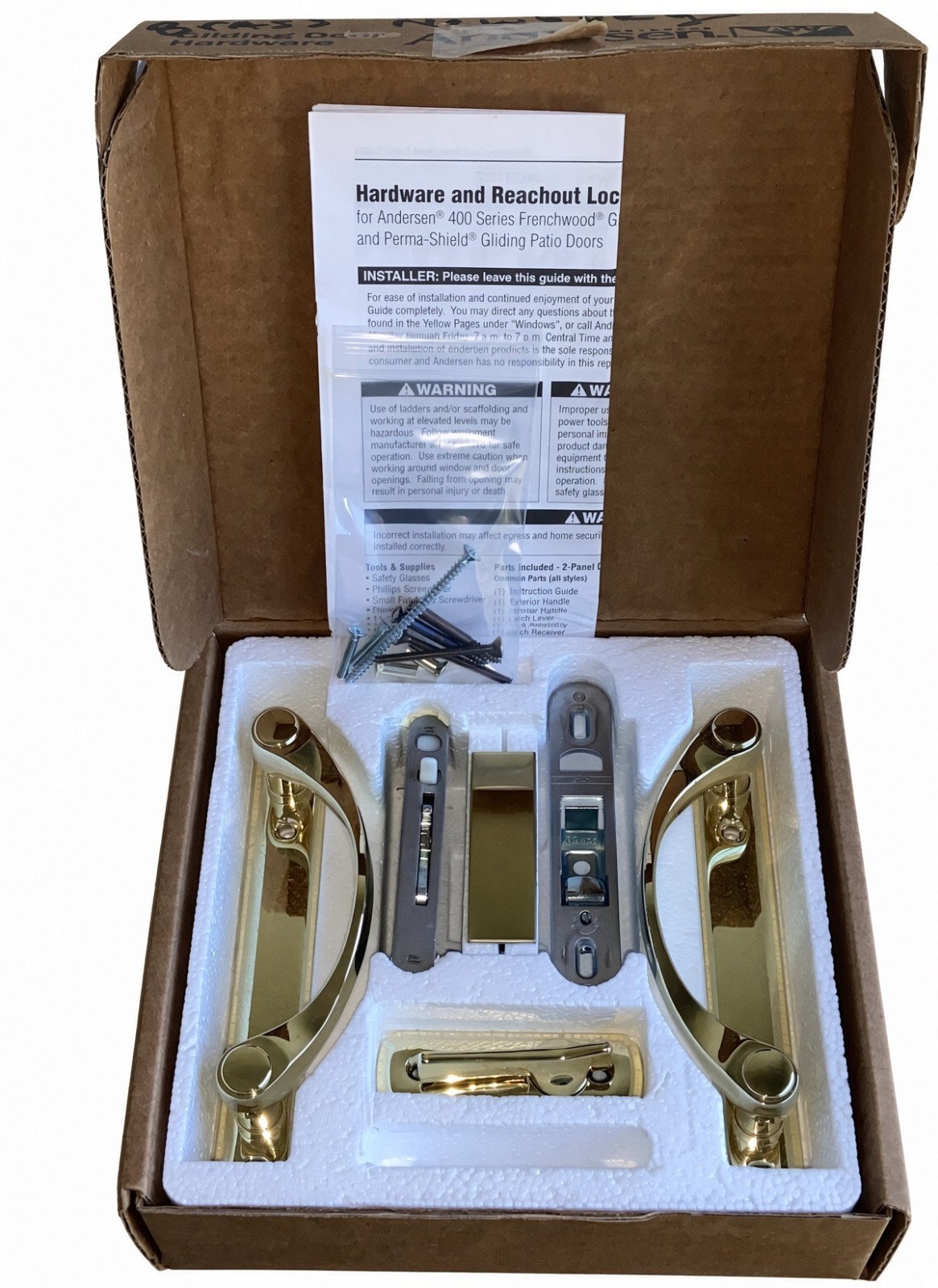 Andersen Newbury Bright Brass 2 Panel Gliding Trim Set 2565684 NEW - OPEN BOX