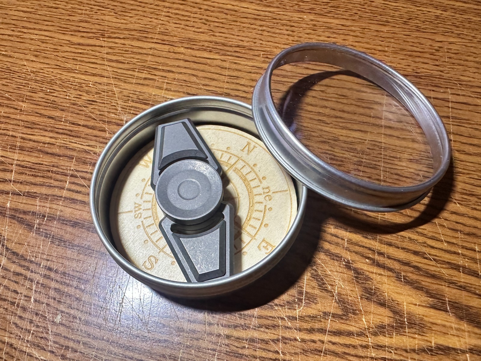 Zero Feud Mini Compass - Stainless Steel - Stone Washed