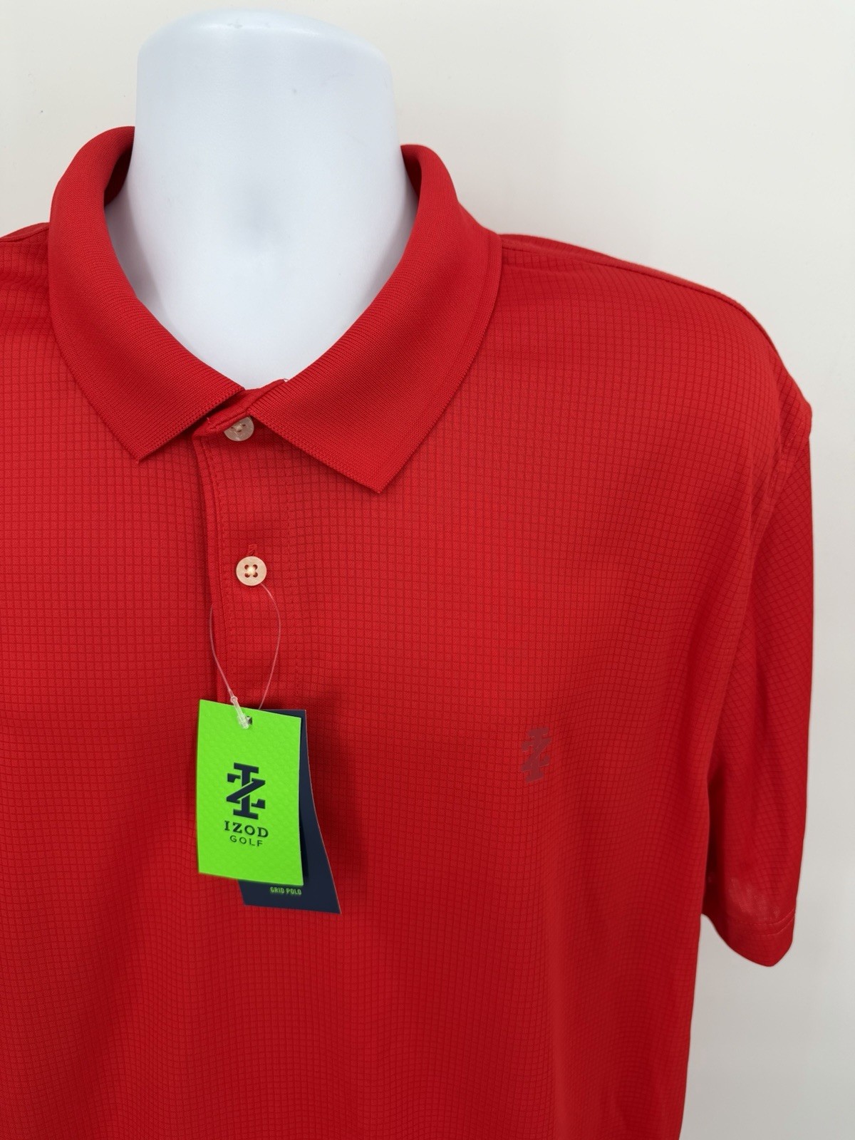 NWT Izod Golf Men\'s XL Stretch Tech Polo Shirt Red Gym Performance Casual