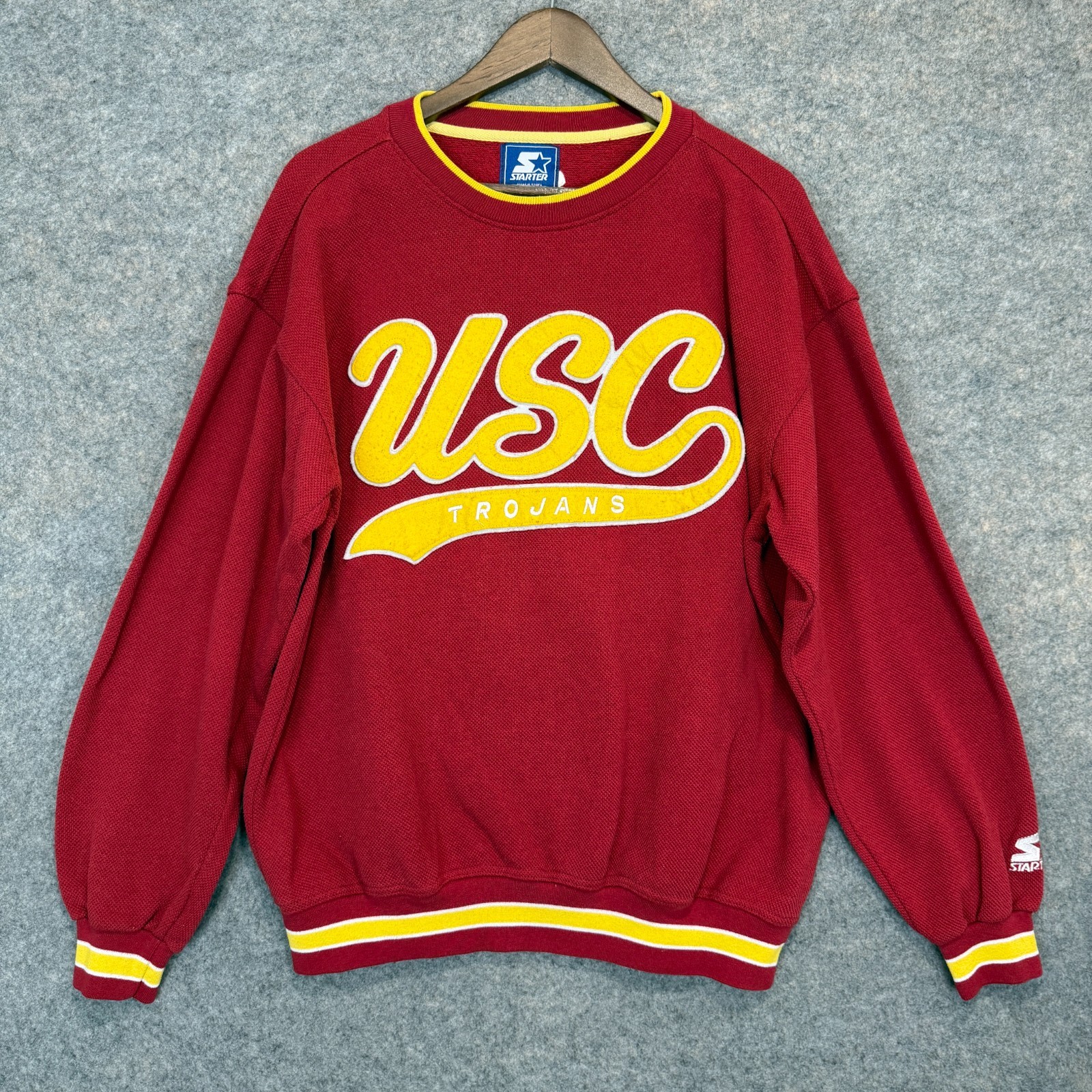 Vintage Starter USC Trojans Sweatershirt Mens XL Red Yellow Tailsweep 90s Rare Vintage Starter USC Trojans Sweatershirt Mens XL Red Yellow Tailsweep 90s Rare