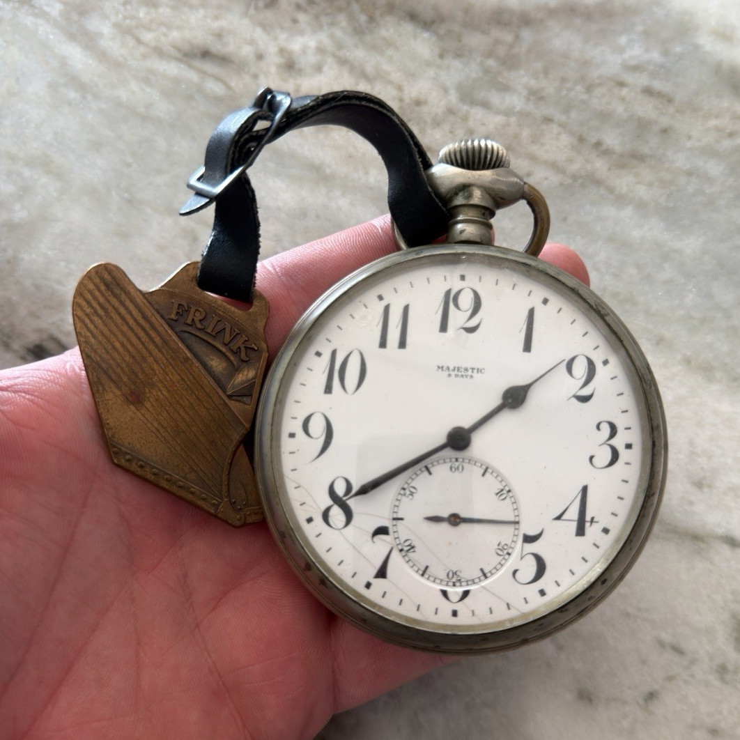 Majestic Swiss Coach Pocket Watch Manual Mechanical White Dial Very Big Majestic Swiss Coach Pocket Watch Manual Mechanical White Dial Very Big