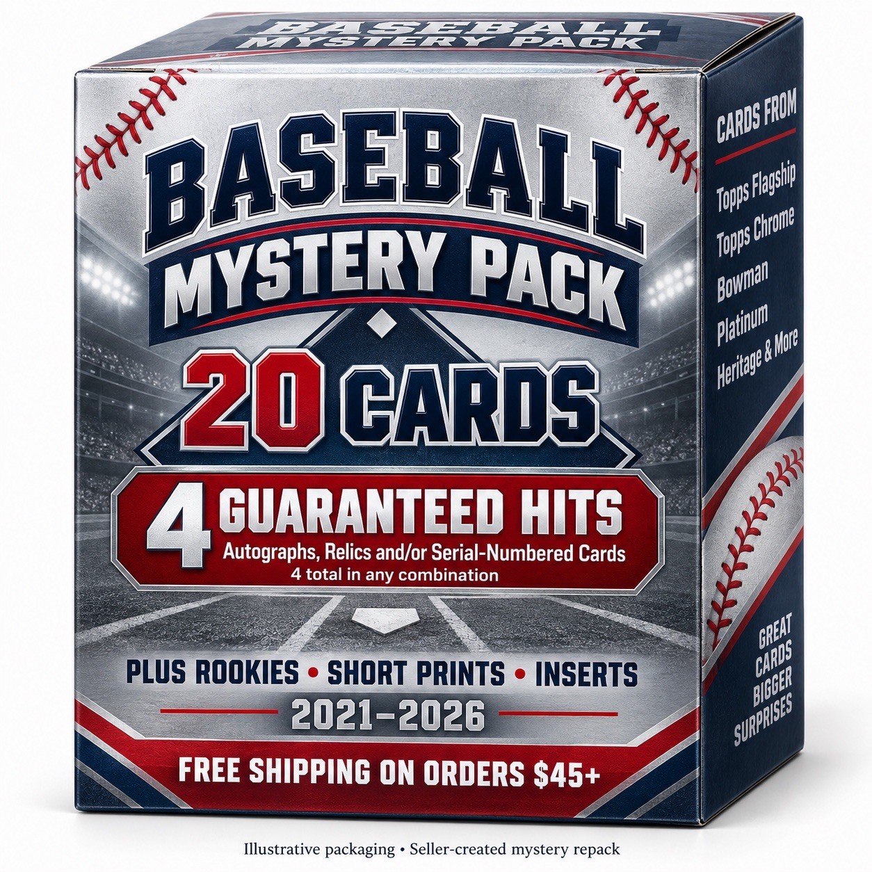 MLB 20 Card Pack: guaranteed 4 total Autographs Relics and Numbered per pack