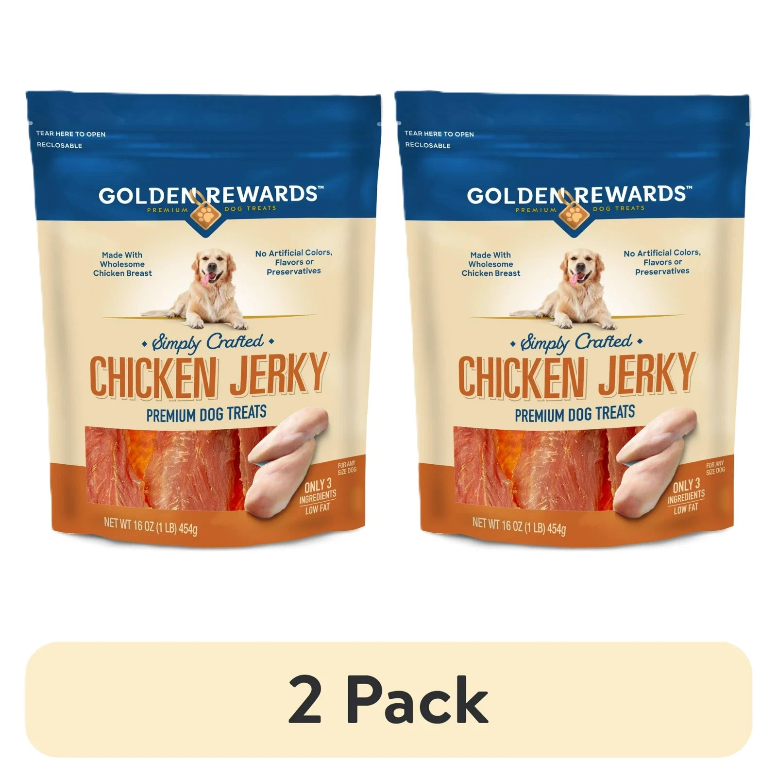 (2 Pack) Chicken Flavor Premium Dry Jerky Treats for All Dogs,16 oz (2 Pack) Chicken Flavor Premium Dry Jerky Treats for All Dogs,16 oz